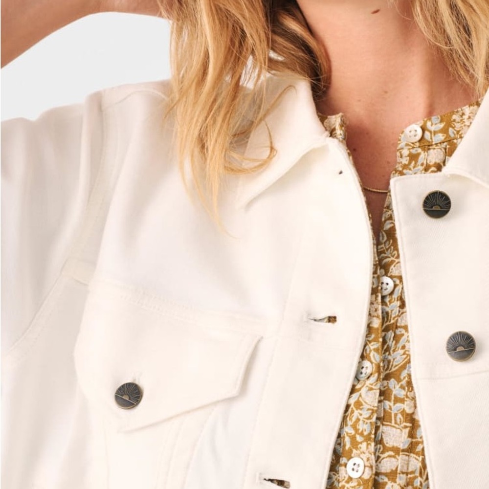 Faherty  Women's White Denim Jacket - Picture 3 of 13